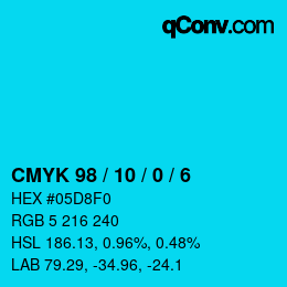 カラーコード: CMYK 98 / 10 / 0 / 6 | qconv.com