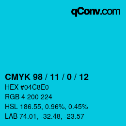 Color code: CMYK 98 / 11 / 0 / 12 | qconv.com
