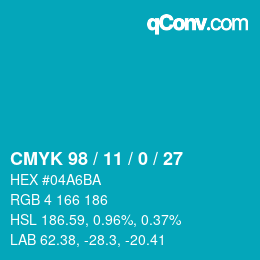 颜色代码: CMYK 98 / 11 / 0 / 27 | qconv.com