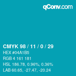 Color code: CMYK 98 / 11 / 0 / 29 | qconv.com