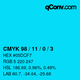 Color code: CMYK 98 / 11 / 0 / 3 | qconv.com