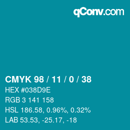 Color code: CMYK 98 / 11 / 0 / 38 | qconv.com