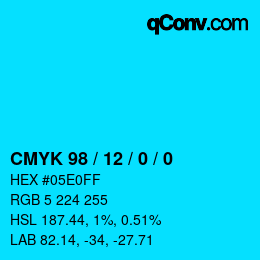 カラーコード: CMYK 98 / 12 / 0 / 0 | qconv.com