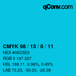 カラーコード: CMYK 98 / 13 / 0 / 11 | qconv.com