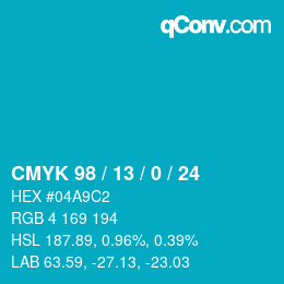 Color code: CMYK 98 / 13 / 0 / 24 | qconv.com