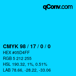 颜色代码: CMYK 98 / 17 / 0 / 0 | qconv.com