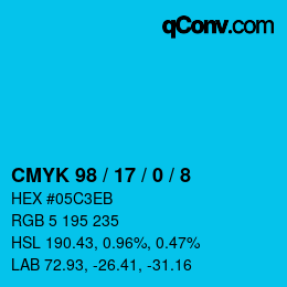 カラーコード: CMYK 98 / 17 / 0 / 8 | qconv.com
