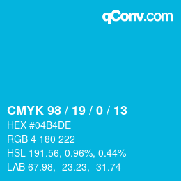 Color code: CMYK 98 / 19 / 0 / 13 | qconv.com