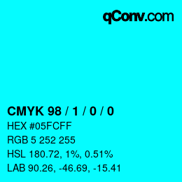 颜色代码: CMYK 98 / 1 / 0 / 0 | qconv.com