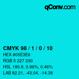 カラーコード: CMYK 98 / 1 / 0 / 10 | qconv.com