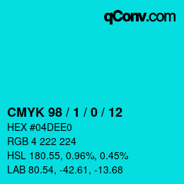 颜色代码: CMYK 98 / 1 / 0 / 12 | qconv.com