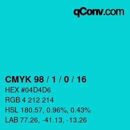 カラーコード: CMYK 98 / 1 / 0 / 16 | qconv.com