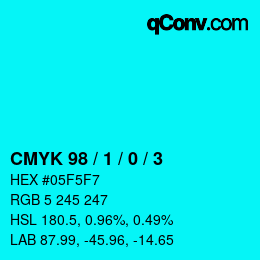 Color code: CMYK 98 / 1 / 0 / 3 | qconv.com