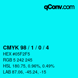 Color code: CMYK 98 / 1 / 0 / 4 | qconv.com