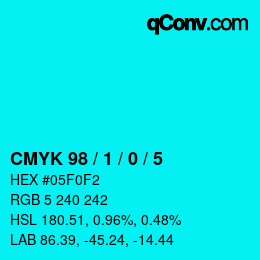Color code: CMYK 98 / 1 / 0 / 5 | qconv.com