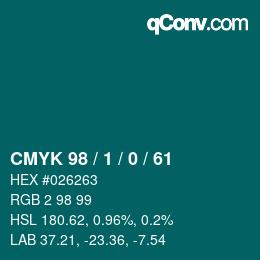 颜色代码: CMYK 98 / 1 / 0 / 61 | qconv.com