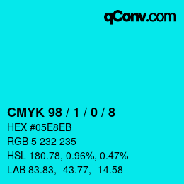 Farbcode: CMYK 98 / 1 / 0 / 8 | qconv.com
