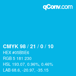 カラーコード: CMYK 98 / 21 / 0 / 10 | qconv.com