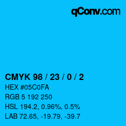 Color code: CMYK 98 / 23 / 0 / 2 | qconv.com