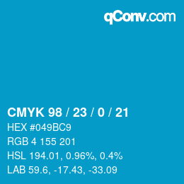 Color code: CMYK 98 / 23 / 0 / 21 | qconv.com