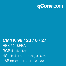 カラーコード: CMYK 98 / 23 / 0 / 27 | qconv.com