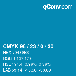 カラーコード: CMYK 98 / 23 / 0 / 30 | qconv.com
