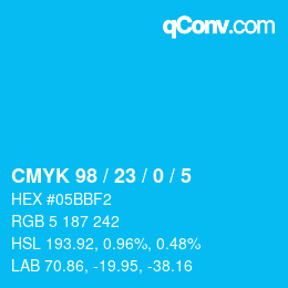 Color code: CMYK 98 / 23 / 0 / 5 | qconv.com