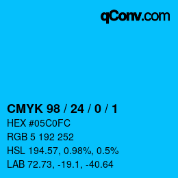カラーコード: CMYK 98 / 24 / 0 / 1 | qconv.com