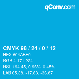 Color code: CMYK 98 / 24 / 0 / 12 | qconv.com