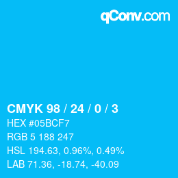 カラーコード: CMYK 98 / 24 / 0 / 3 | qconv.com