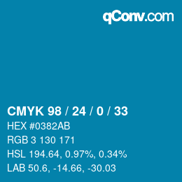 颜色代码: CMYK 98 / 24 / 0 / 33 | qconv.com