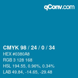 Color code: CMYK 98 / 24 / 0 / 34 | qconv.com