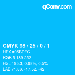 カラーコード: CMYK 98 / 25 / 0 / 1 | qconv.com