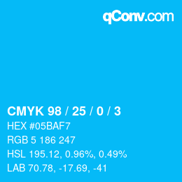 カラーコード: CMYK 98 / 25 / 0 / 3 | qconv.com