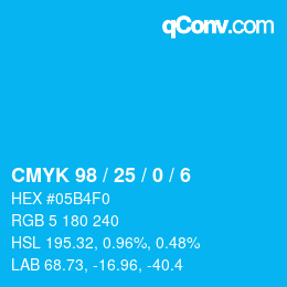 Color code: CMYK 98 / 25 / 0 / 6 | qconv.com
