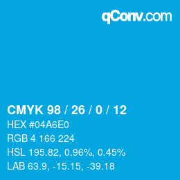 カラーコード: CMYK 98 / 26 / 0 / 12 | qconv.com