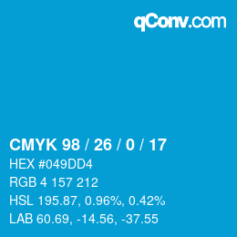 カラーコード: CMYK 98 / 26 / 0 / 17 | qconv.com