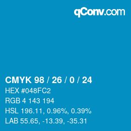カラーコード: CMYK 98 / 26 / 0 / 24 | qconv.com