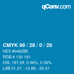 颜色代码: CMYK 98 / 28 / 0 / 29 | qconv.com