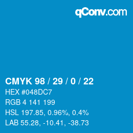 颜色代码: CMYK 98 / 29 / 0 / 22 | qconv.com