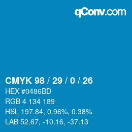 Farbcode: CMYK 98 / 29 / 0 / 26 | qconv.com