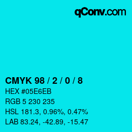 カラーコード: CMYK 98 / 2 / 0 / 8 | qconv.com