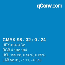 颜色代码: CMYK 98 / 32 / 0 / 24 | qconv.com