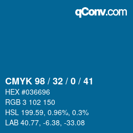 颜色代码: CMYK 98 / 32 / 0 / 41 | qconv.com