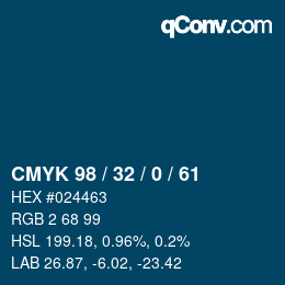 カラーコード: CMYK 98 / 32 / 0 / 61 | qconv.com