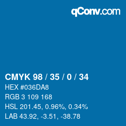 カラーコード: CMYK 98 / 35 / 0 / 34 | qconv.com