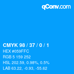 カラーコード: CMYK 98 / 37 / 0 / 1 | qconv.com