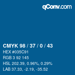 颜色代码: CMYK 98 / 37 / 0 / 43 | qconv.com