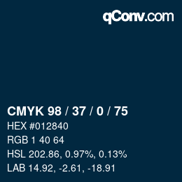 颜色代码: CMYK 98 / 37 / 0 / 75 | qconv.com