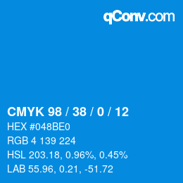 颜色代码: CMYK 98 / 38 / 0 / 12 | qconv.com
